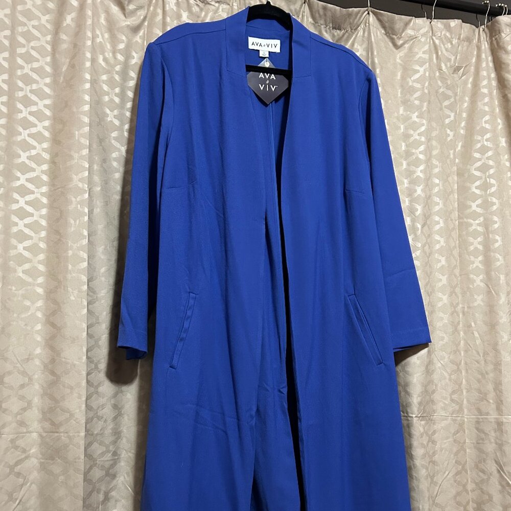 Ava & Viv Long Line Blazer Blue 2X